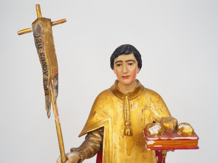 Sculpture fin XVIIIème - début XIXème en bois polychrome "Saint Etienn