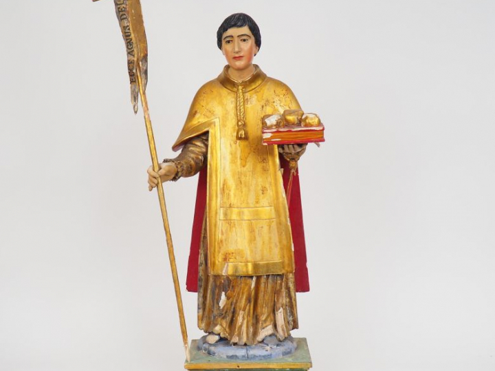 Sculpture fin XVIIIème - début XIXème en bois polychrome "Saint Etienn