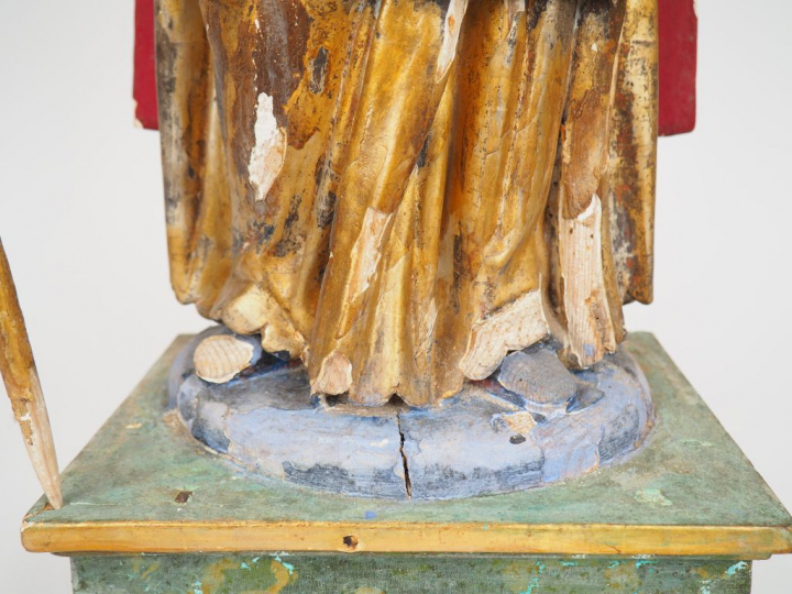 Sculpture fin XVIIIème - début XIXème en bois polychrome "Saint Etienn