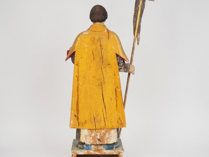 Sculpture fin XVIIIème - début XIXème en bois polychrome "Saint Etienn