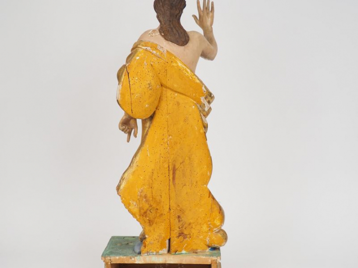 Sculpture XVIIIème en bois polychrome. "Saint Jean-Baptiste" H. 78 cm 