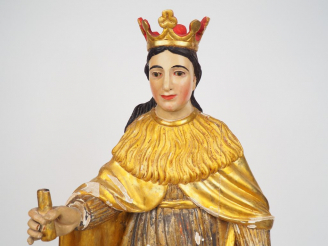 Vente aux enchères Sculpture fin XVIIIème - début XIXème en bois polychrome  "Sainte Vier