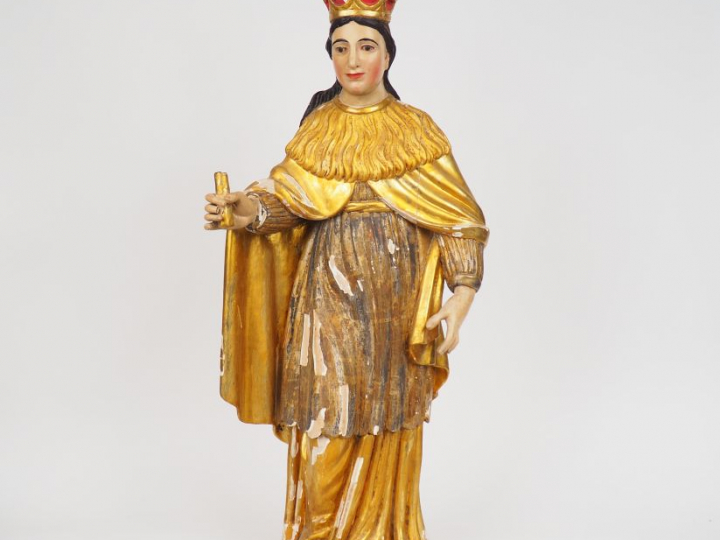 Sculpture fin XVIIIème - début XIXème en bois polychrome  "Sainte Vier