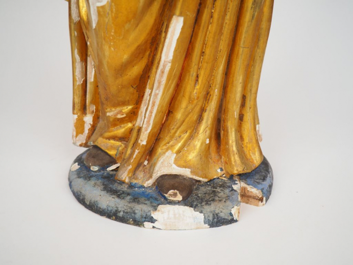 Sculpture fin XVIIIème - début XIXème en bois polychrome  "Sainte Vier