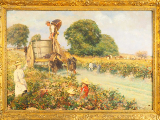 Vente aux enchères Louis Joseph ANTHONISSEN  "Scène de vendanges" Huile sur toile. Signée