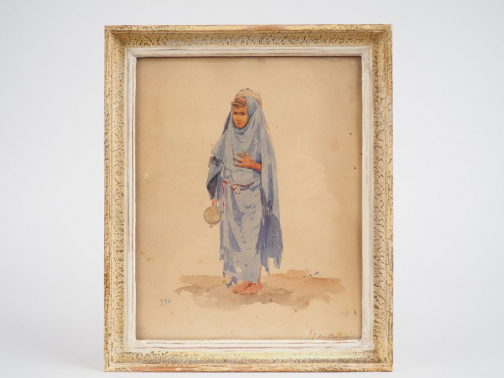 Louis Joseph ANTHONISSEN "Fillette d'Afrique du Nord" Aquarelle. Signé