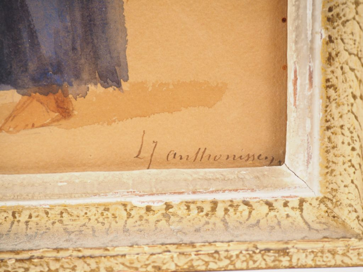 Louis Joseph ANTHONISSEN  "Jeunes filles d'Afrique du Nord" Aquarelle.