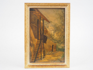 Vente aux enchères Louis Joseph ANTHONISSEN "La ferme" Aquarelle. Signée en bas à droite.