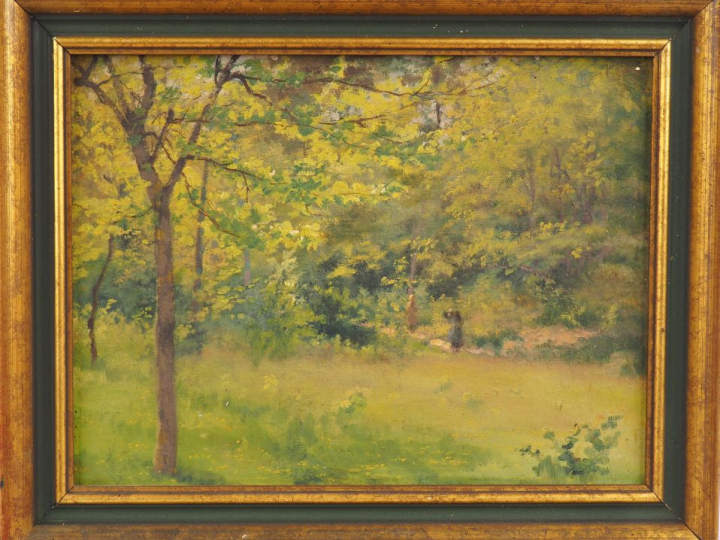 Louis Joseph ANTHONISSEN "Paysage animé" Huile sur toile.  Dim. 24,5 x