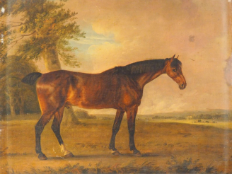 Vente aux enchères E. BRISTOW "Pur Sang" Huile sur toile marouflée. Signée en bas à droit