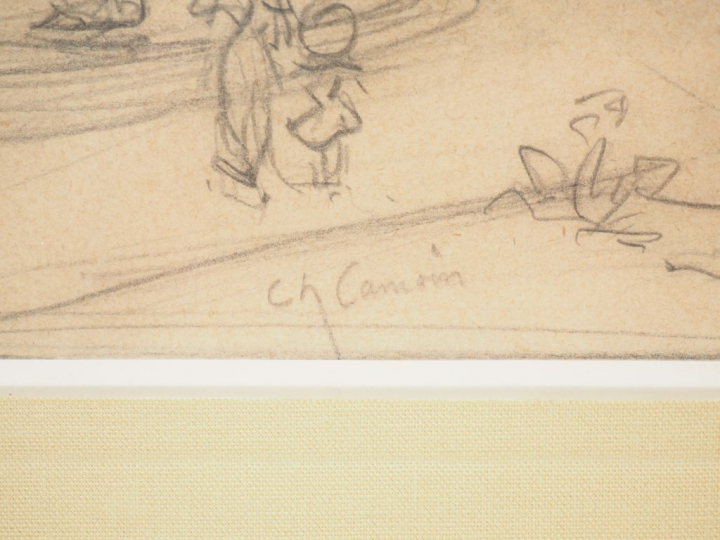 Charles CAMOIN. "Le jardin" Dessin au crayon.  Signé en bas à gauche.