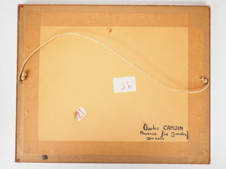 Charles CAMOIN. "Le jardin" Dessin au crayon.  Signé en bas à gauche.