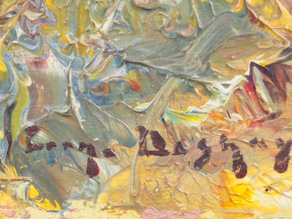 E. DESHAYES "Habitation en Afrique du Nord" Huile sur panneau. Signée 