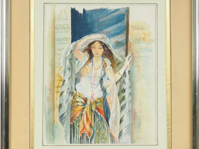 LEDOZE "La porte ouverte" Aquarelle. Signée en bas à droite. Dim à vue