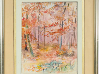 Vente aux enchères LEDOZE "Paysage d'automne" Aquarelle. Signée en bas à droite et datée 