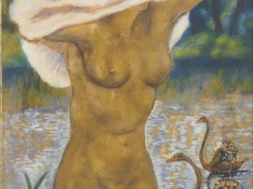 Georges MANZANA PISSARO  "Baigneuse" Pastel. Signé en bas et daté 42. 