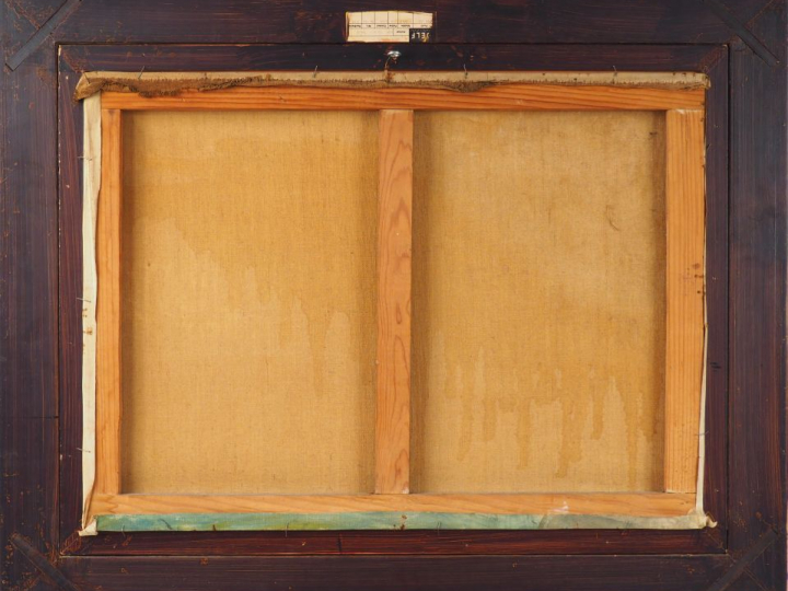 Jacques VAN DEN BUSSCHE "Vue d'un port méditérannéen". Huile sur toile