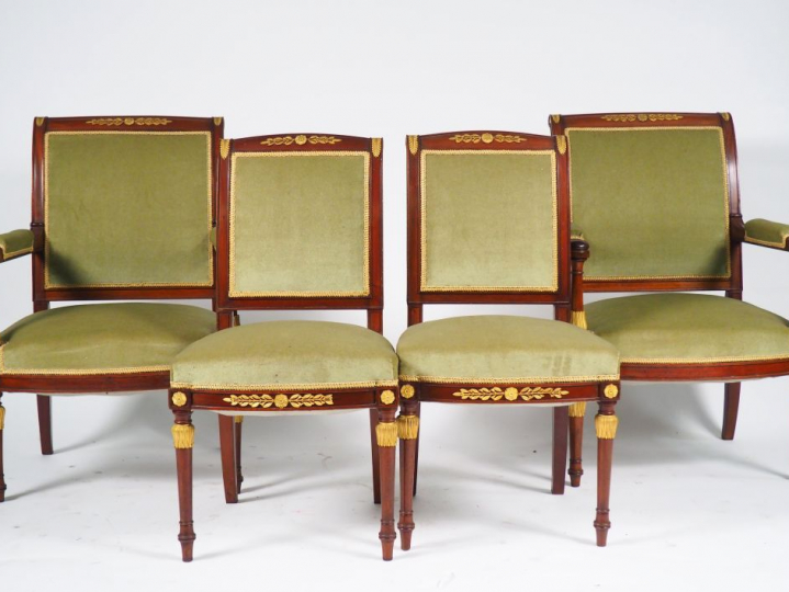 KRIEGER. Cabinet de travail de style Empire en acajou et placage d'aca