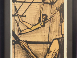 Vente aux enchères Bernard BUFFET. "Acrobate". Numérotée 112/120 Dim à vue: 71,5 x 51 cm.