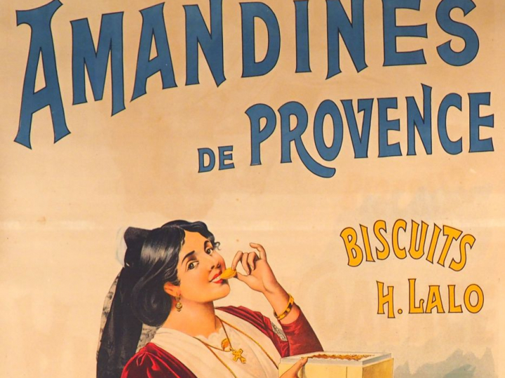 AMANDINES DE PROVENCE. Affiche par Marcellin Auzolle, imprimerie Verca