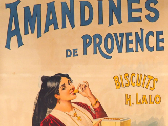 Vente aux enchères AMANDINES DE PROVENCE. Affiche par Marcellin Auzolle, imprimerie Verca