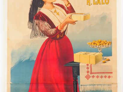 AMANDINES DE PROVENCE. Affiche par Marcellin Auzolle, imprimerie Verca