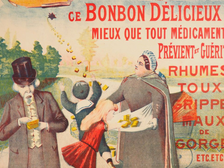 PASTILLES AU MIEL. Affiche par Lovis ,imprimerie générale Clermont Fer