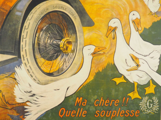 Vente aux enchères GOODRICH SOUPLE CORDE. Affiche par Cellery, imprimerie B. Arnaud, circ