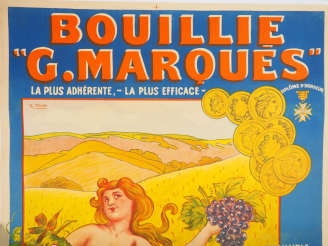 Vente aux enchères BOUILLIES G. MARQUÈS. Affiche par CH. Tichon, imprimerie Moullot, circ