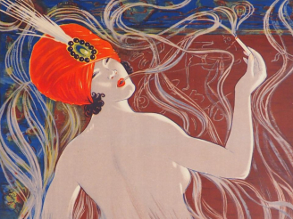 Vente aux enchères CIGARETTES SAPHIR. Affiche par Stephano, imprimerie Moullot, circa 193