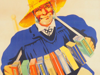 Vente aux enchères CIGARETTES FRANÇAISES. Affiche par Falcucci, imprimerie Ste Européenne