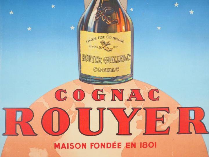 COGNAC ROUYET. Affiche monogrammée TH, imprimerie Union Parisienne  de