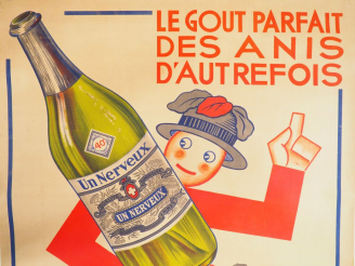 Vente aux enchères UN NERVEUX. Affiche par Lucien Cayol, imprimerie Havas Nimes, circa 19