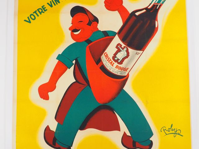 VINS CRISTAL.  Affiche par Robys (R. WOLFF), imprimerie R de Lyon, cir