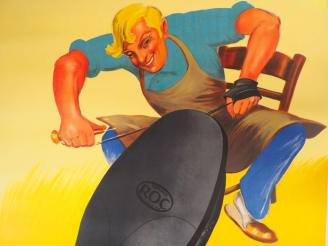 Vente aux enchères ROC. Affiche par ROBYS (R. WOLFF), imprimerie Stentor, circa 1950. Con