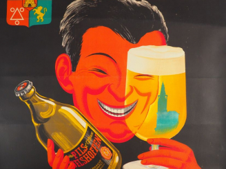 Vente aux enchères ADELSHOFFEN. Affiche par Robys (R. WOLFF), imprimerie Avenue Pub Stras