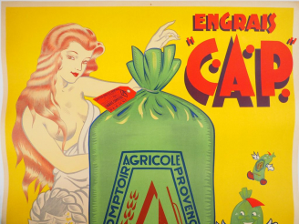 Vente aux enchères ENGRAIS C.A.P. Affiche par Fernand Bourgeois, imprimerie Reboulin Apt,