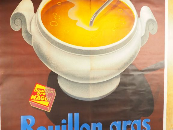 BOUILLONS GRAS MAGGI. Affiche. Condition : B Entoilée. Dim. : 298.5 x 