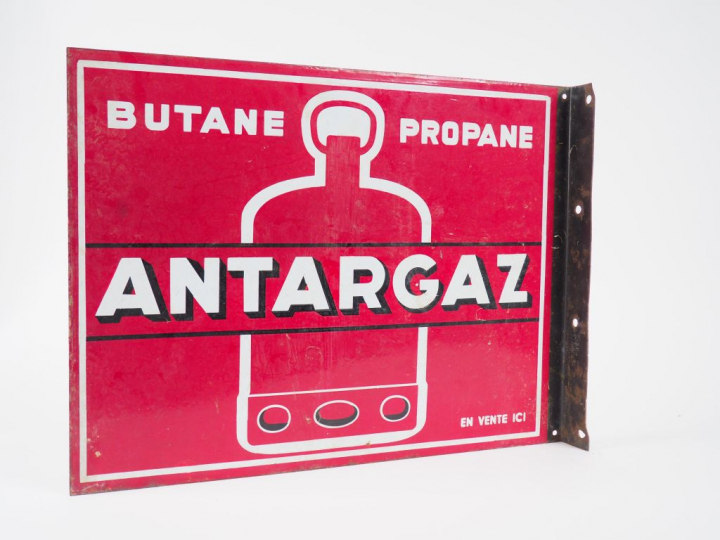 ANTARGAZ. Plaque émaillée. Dim. : 45 x 58 cm.