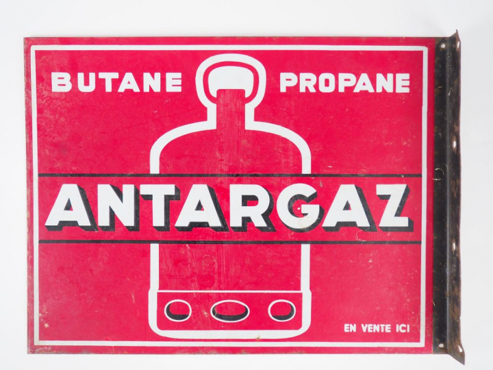 ANTARGAZ. Plaque émaillée. Dim. : 45 x 58 cm.