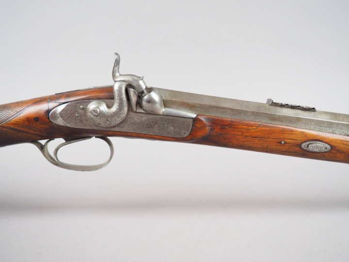 Intéressante carabine à percussion au calibre de munition (16 à la liv