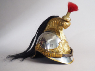 Vente aux enchères Casque troupe de cuirassier modèle 1874, bombe en acier poli, toutes g