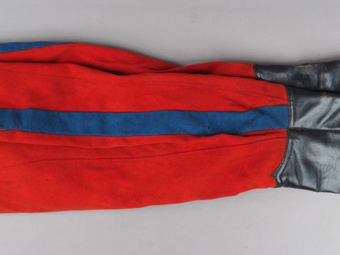 Pantalon à basane réglementaire troupe en drap garance large bande ble