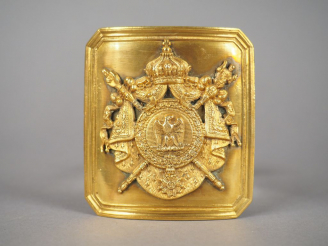 Vente aux enchères Belle plaque de ceinturon de cent-gardes, plateau rectangulaire à pans