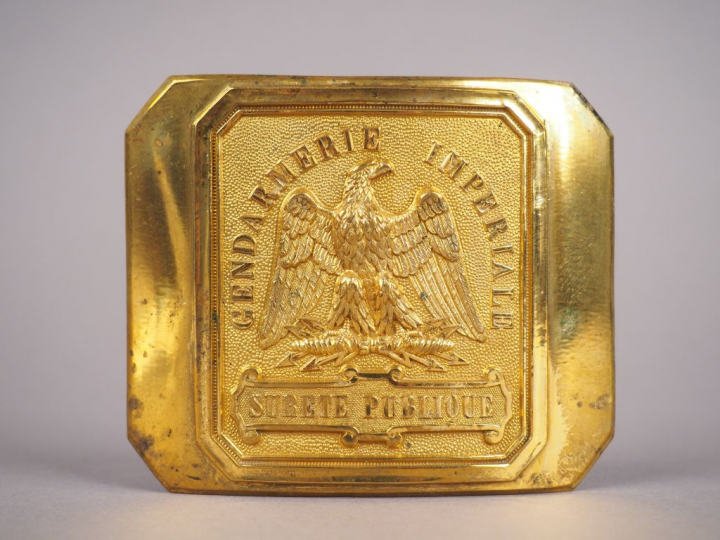 Grande plaque de ceinturon d’officier de gendarmerie rectangulaire en 