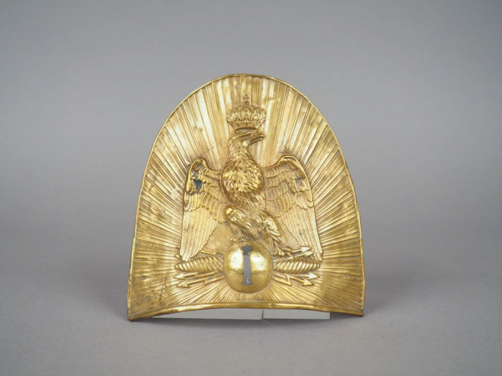 Belle plaque à base plate de bonnet d’ourson de grenadier de la Garde 