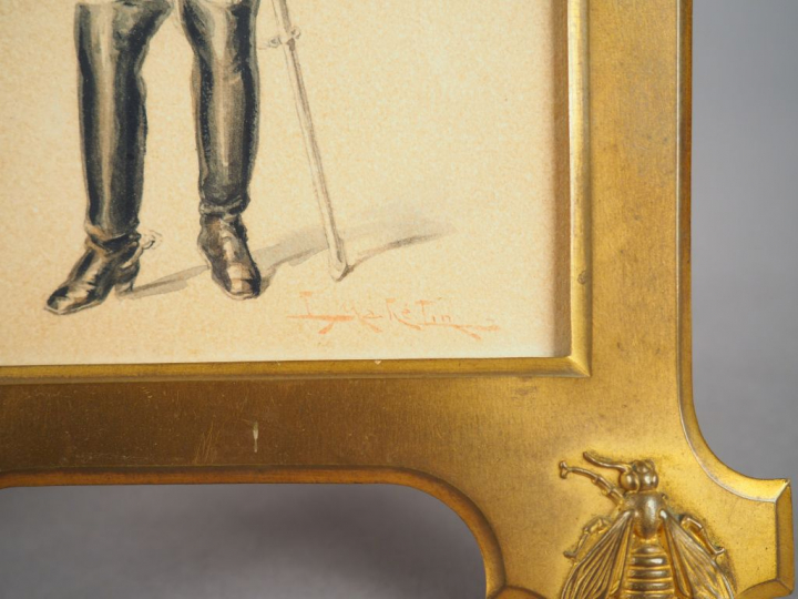 MAHELIN  « Portraits de militaires» Paire d’aquarelles.  Signées en ba