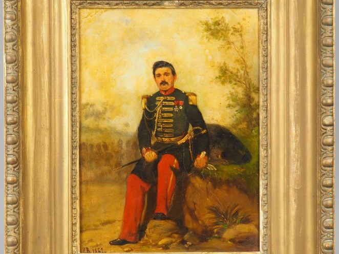 Ecole française XIXème  « Grenadier de la Garde » Huile sur panneau. M