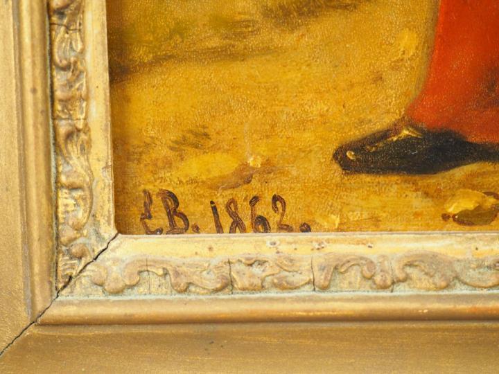 Ecole française XIXème  « Grenadier de la Garde » Huile sur panneau. M