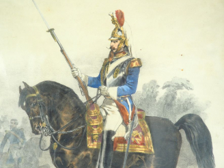 Vente aux enchères Six différentes lithographies en couleur « Types militaires » d’après 